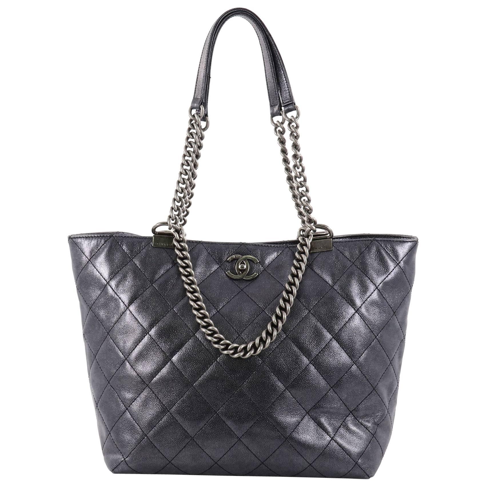 Chanel Shopping In Chains Tote Quilted Calfskin Large