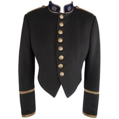 RRL by RALPH LAUREN Taille L Navy Velvet Collar Antique Button Cropped Band Jacket