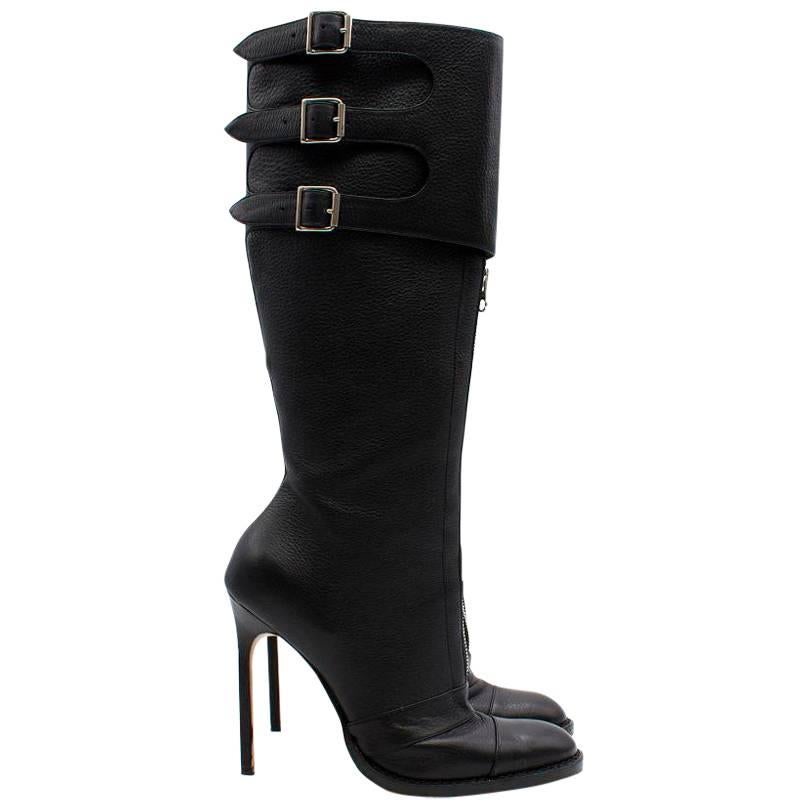 Manolo Blahnik Black Leather Long Boots (US 8.5) 