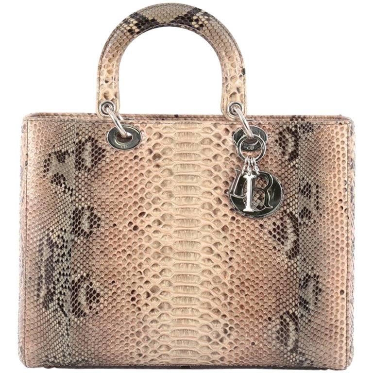 Christian Dior Lady Dior Handbag Python Large