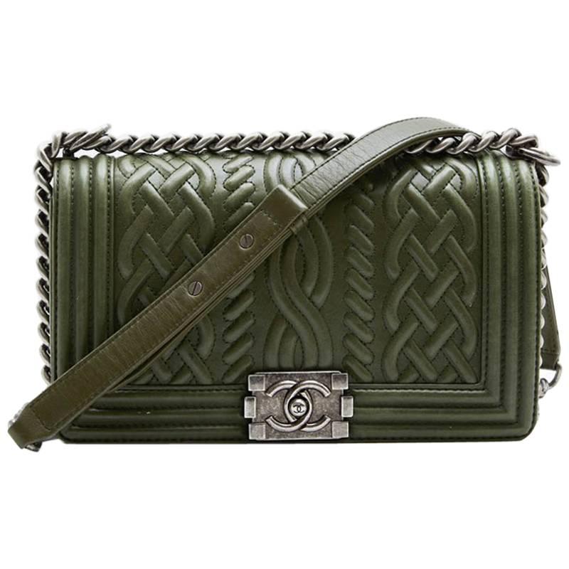 Chanel Green Leather "Boy" Bag 