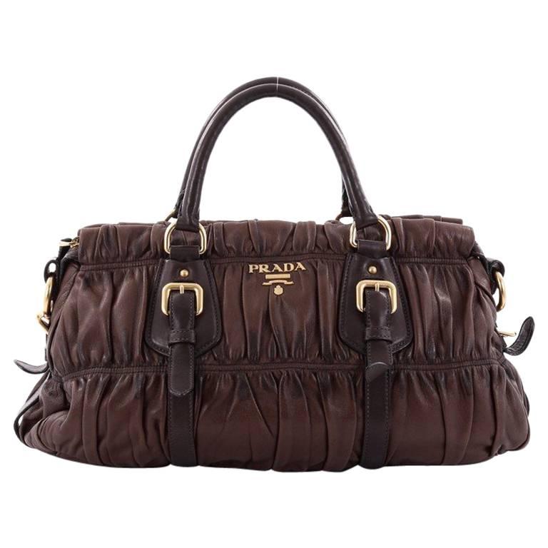 Prada Brown Leather Gauffre Tote Bag