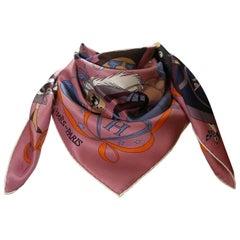 Hermès Scarf 70 cm Vintage Silk Le Bal Masqué Rosewood blue / Good Condition