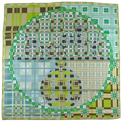 Hermès Ex Libris à Carreaux Scarf Silk Twill 90 cm Edition 2014 / Brand New