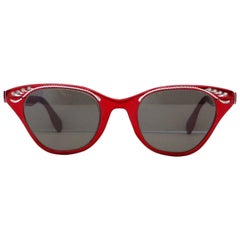 Tura Metallic Red Cat Eye Sunglasses, 1960s