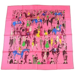 Hermès Made in France Paddock Pink Scarf silk 90 cm Edition 2015 / Brand New