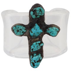 Artisan Made Navajo Turquoise Cross Cuff Bracelet 