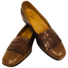 Men's Vintage Hermes Classic Kiltie Shoe in Cognac, Sz 11 1/2
