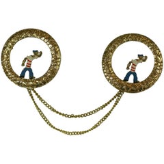 Vintage  Twin Popeye Character Swag Brooches