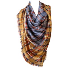 Yves Saint Laurent Contrasting Tartan Silk Scarf, 1980s