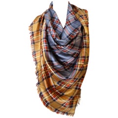 Yves Saint Laurent Contrasting Tartan Silk Scarf, 1980s 