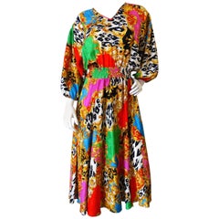 Vintage Diane Freis Leopard Baroque Printed Dress, 1980s  