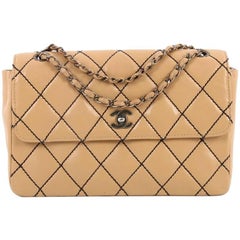 Chanel Surpique Flap Bag Quilted Leather Jumbo