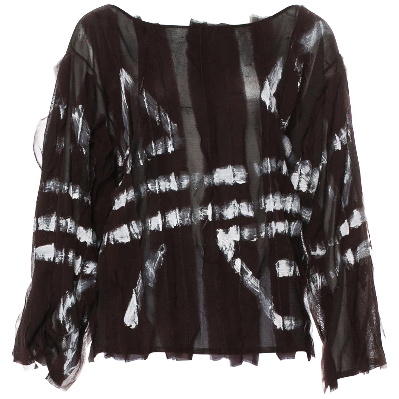 Tom Ford for Yves Saint Laurent Hand Painted Semi-Sheer Silk Top, S / S 2002  For Sale
