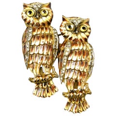 Vintage Rare Coro Craft Owl Duette Fur Clip/Brooch