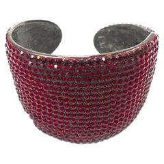 Dazzling Kenneth Jay Lane Red Rhinestone Cuff Bracelet