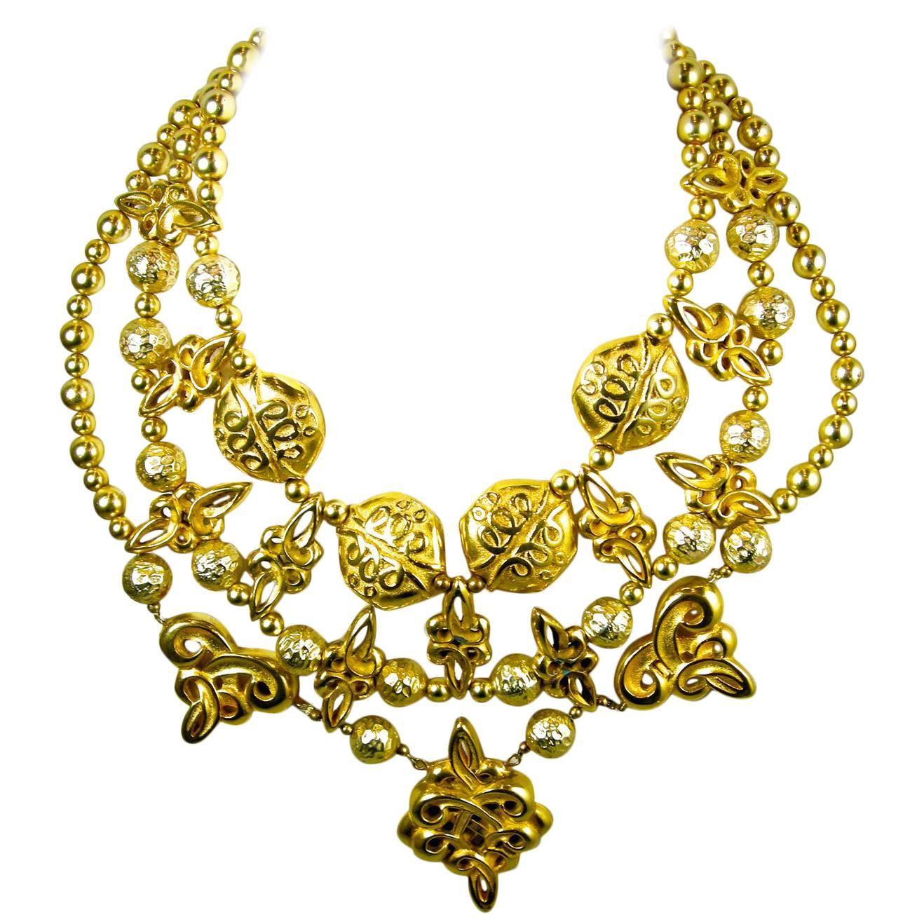 Vintage Jay Feinberg Ornate Byzantine Bib Necklace