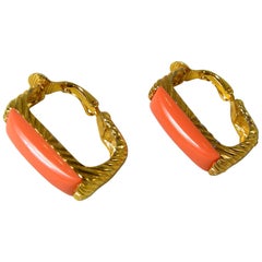 Kenneth Jay Lane Faux Coral Hoop Earrings