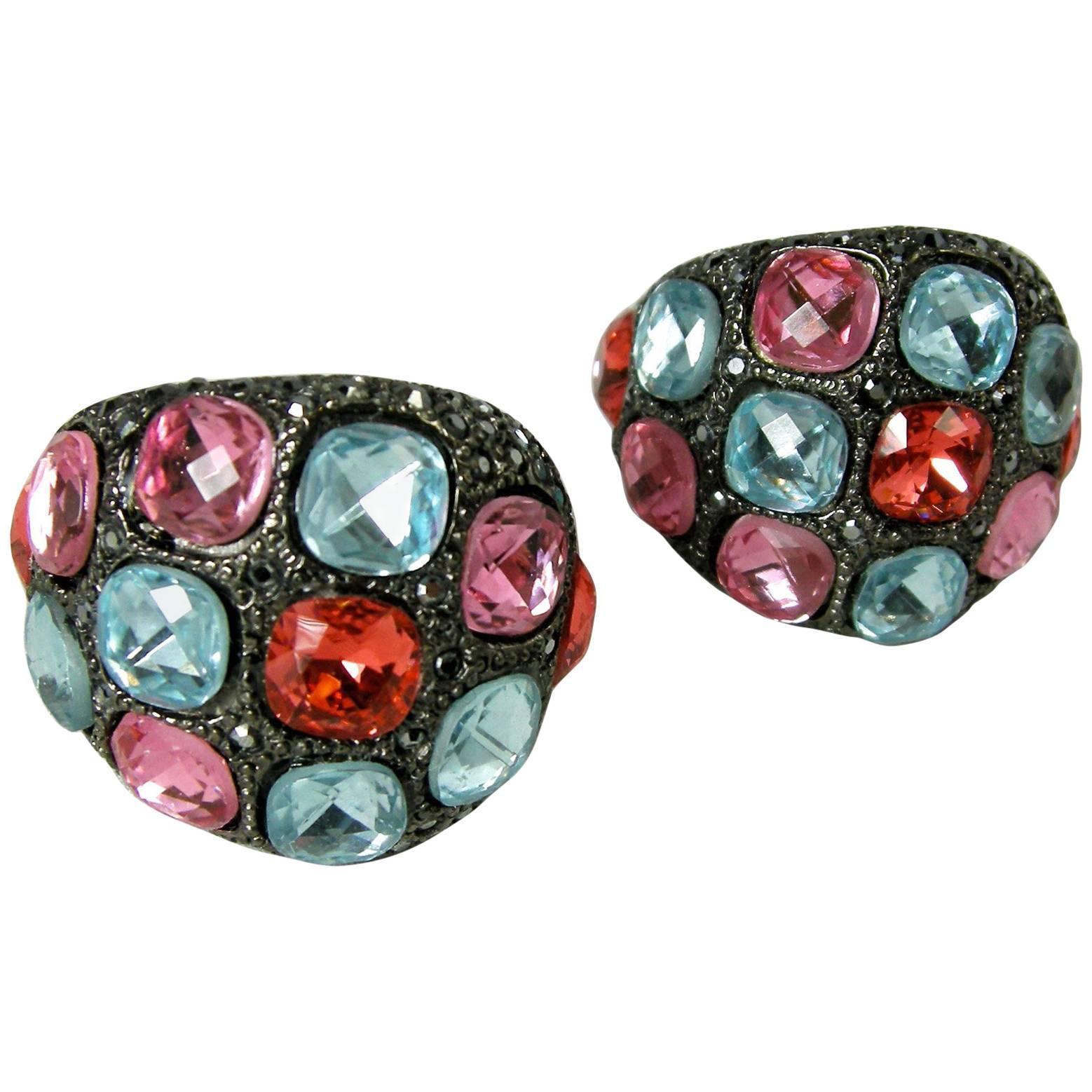 Kenneth Jay Lane Multi-Color Dome Earrings