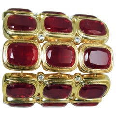 Collectible Kenneth Jay Lane Red Rhinestone Stretch Bracelet