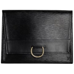 Retro Louis Vuitton Black Epi Woman Clutch With Flap and Brass Lock