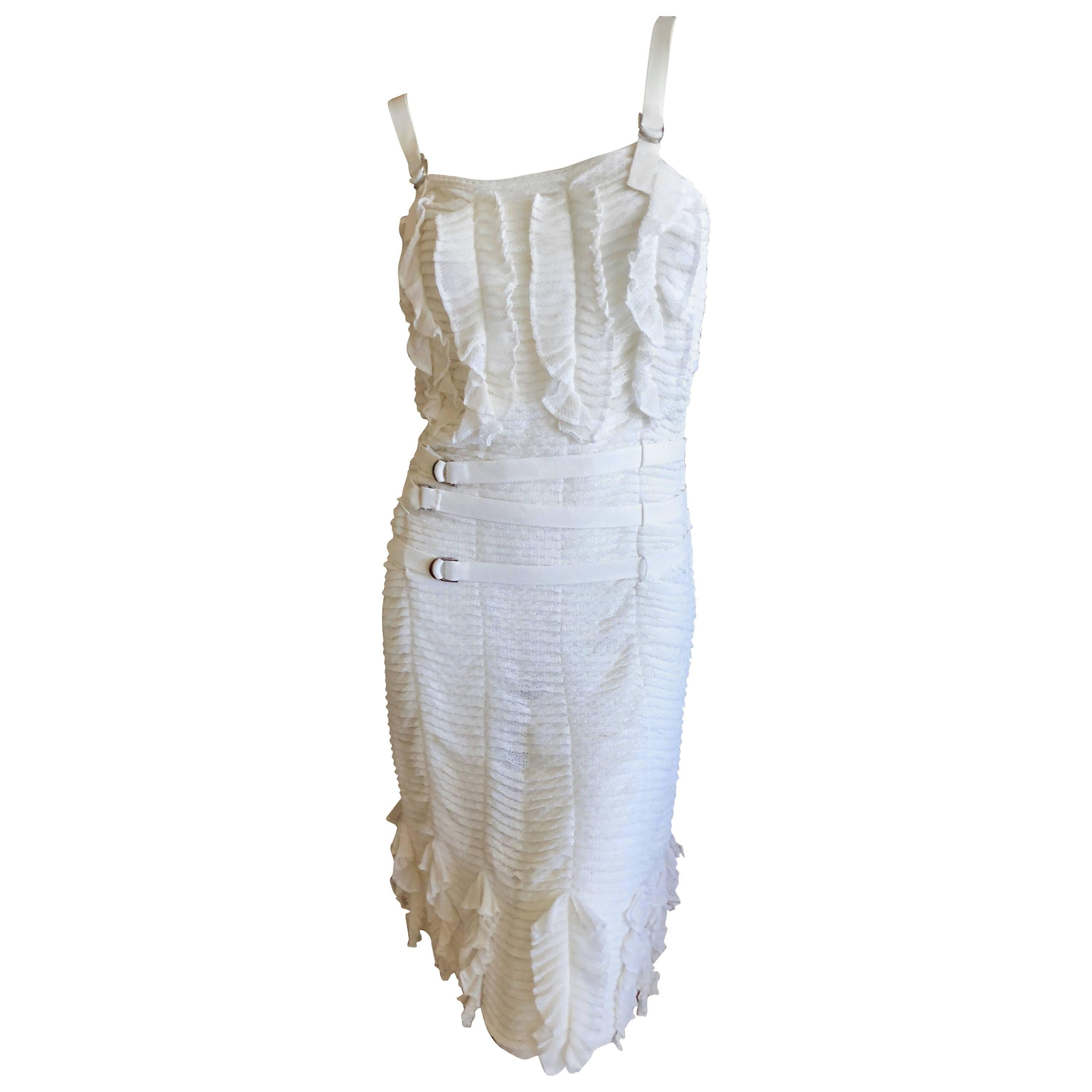 Christian Dior by John Galliano Gauzy White Ribbon Dress  For Sale