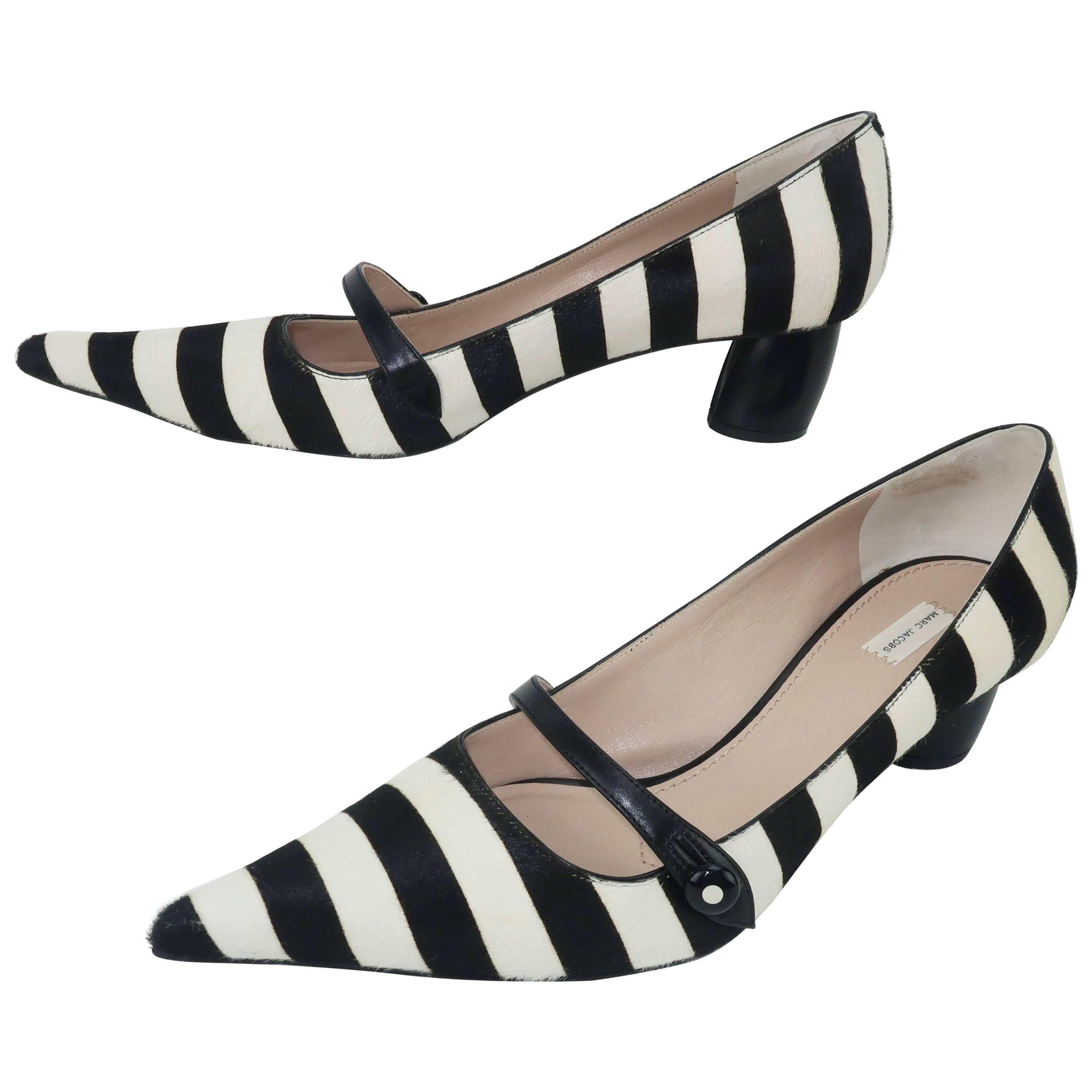 Marc Jacobs Pointy Toe Mary Jane Pony Striped Shoes