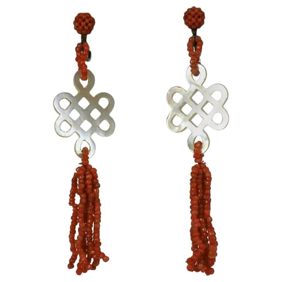 Art Deco Chinese Coral Earrings