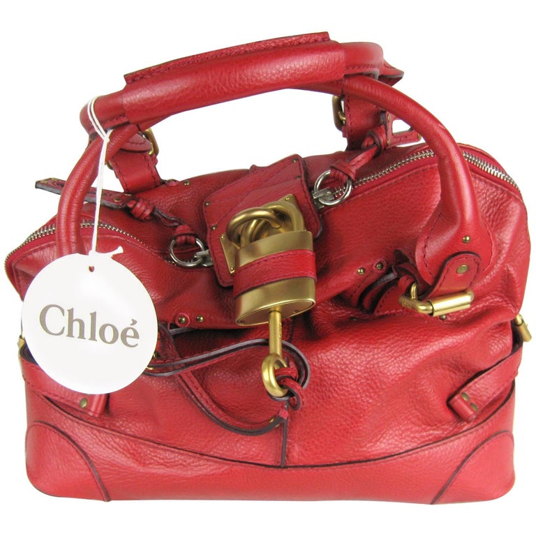 Chloe Red Over Sized Leather Padington Handbag New Never Used