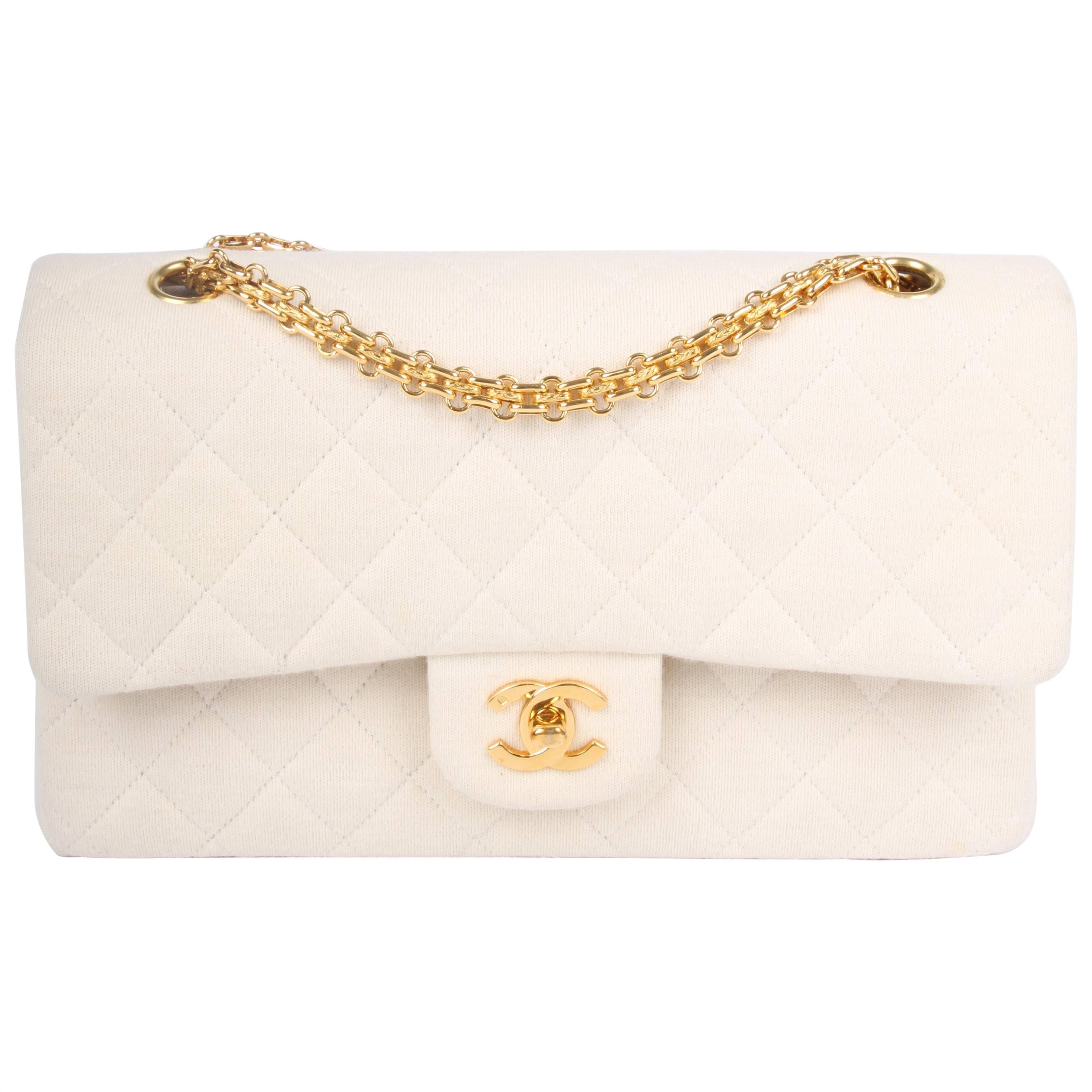 Chanel 2.55 Reissue Medium Double Flap Bag Jersey - ivory white 1996/1997