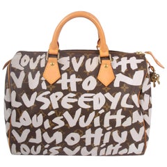 Louis Vuitton Limited Edition Silver Graffiti Stephen Sprouse Speedy 30 Bag