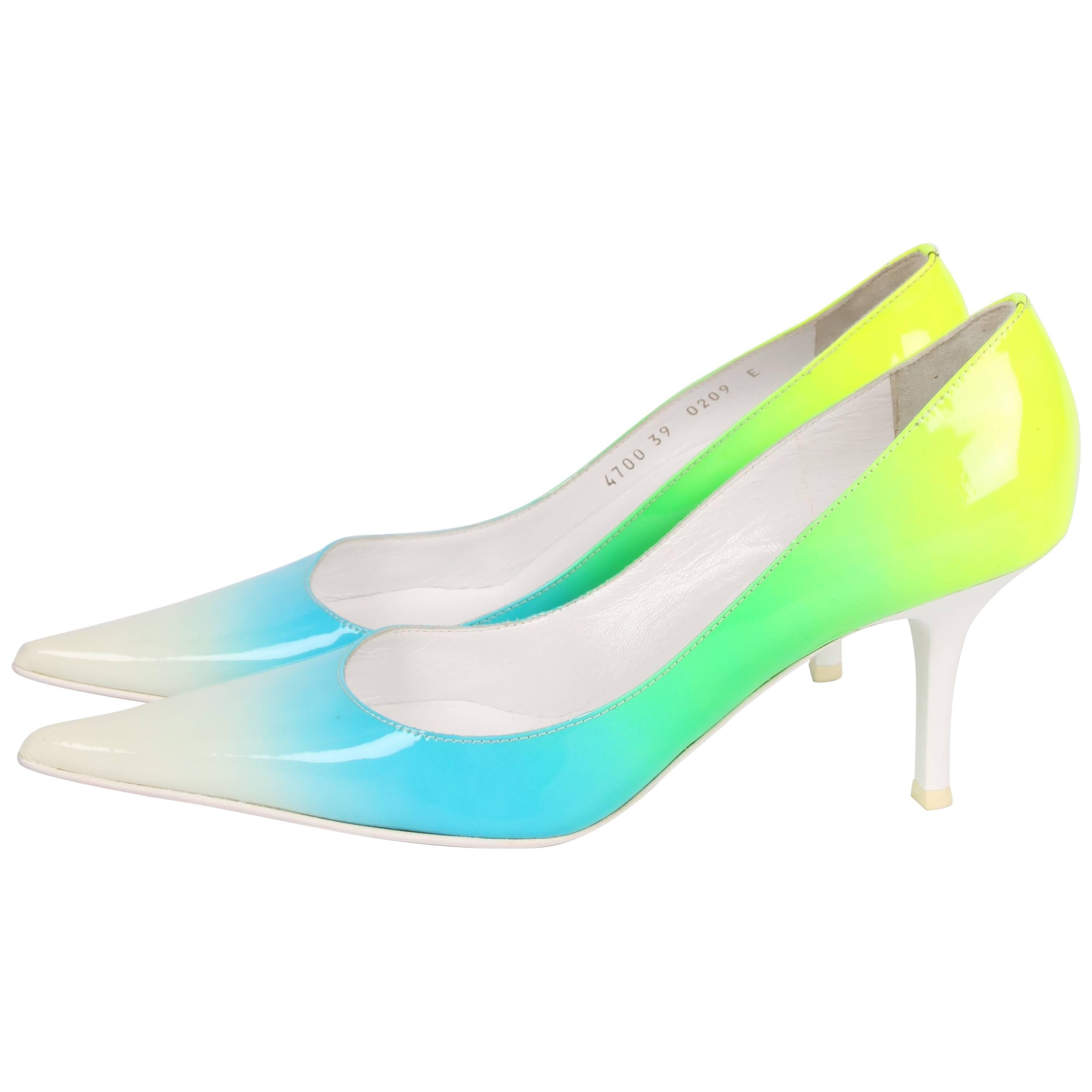 Giuseppe Zanotti Patent Leather Pumps - white/blue/green/yellow For Sale