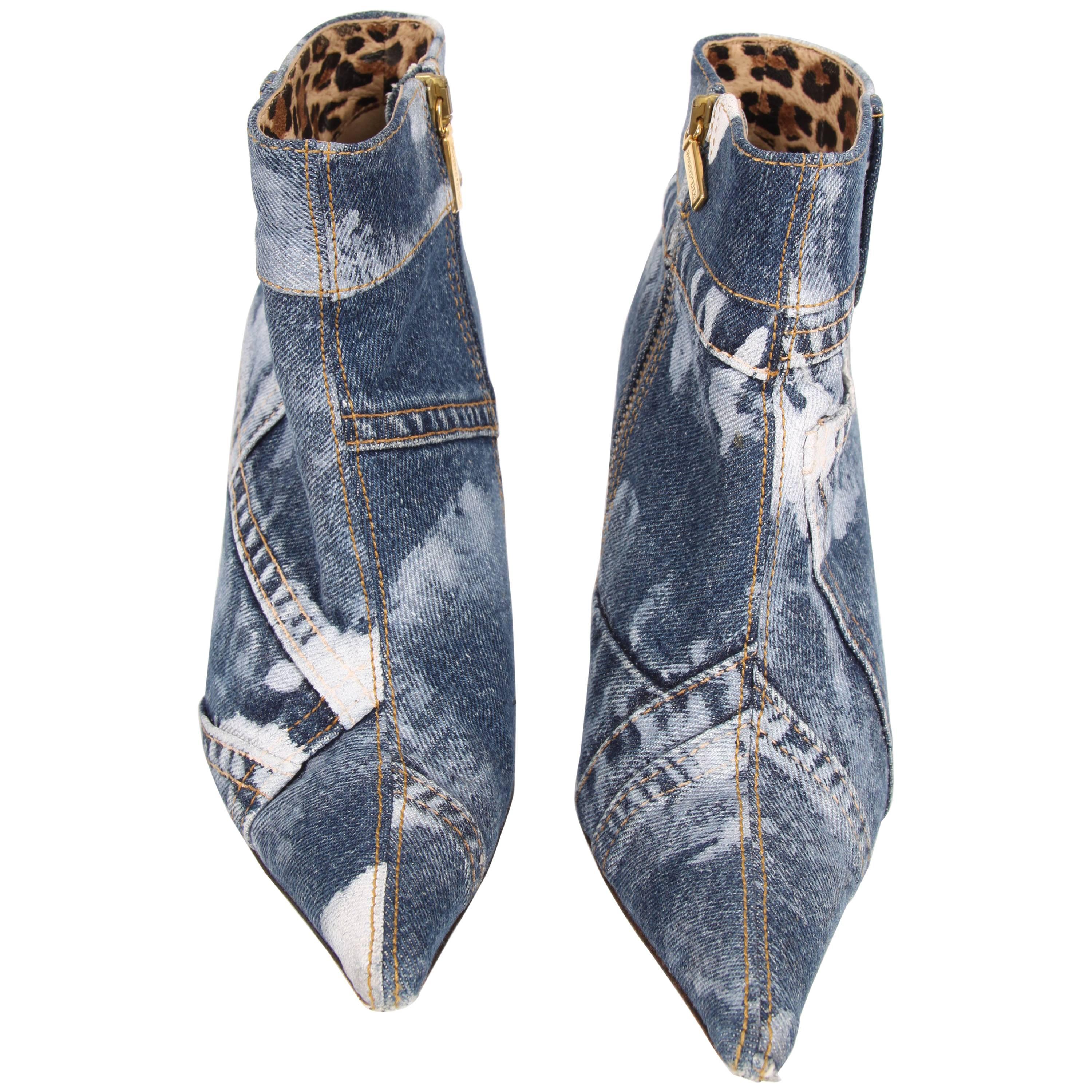 Dolce & Gabbana Denim Ankle Boots - blue For Sale