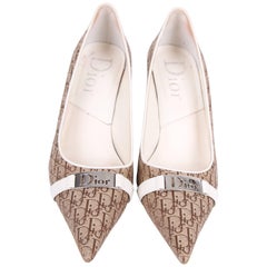 Dior Canvas Logo Pumps - brown/white