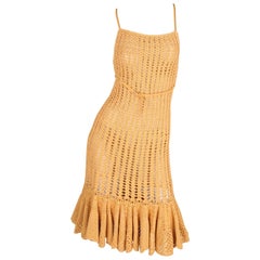 Salvatore Ferragamo Knitted Cotton Dress - mustard