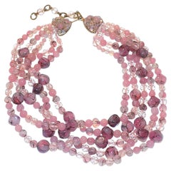 Vintage Stunning PINK Coppola e Toppo Venetian glass multi strand Necklace 