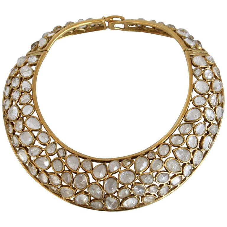 Goossens Paris Rock Crystal Statement Torque Necklace at 1stDibs