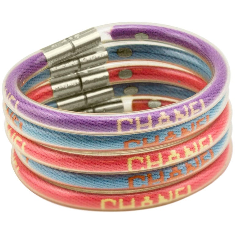 2000 Chanel Multi Color Transparent PVC Covered Woven Bracelet Set at  1stDibs | pvc bracelet, chanel rubber bracelet