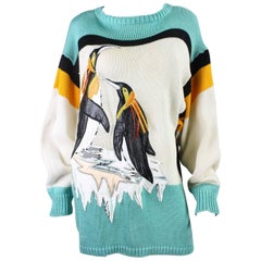 Vintage 1980's Szato Sweater with Penguin Applique