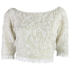 1950's Jo-Ro Imports Fully Beaded & Sequined Cropped Sweater