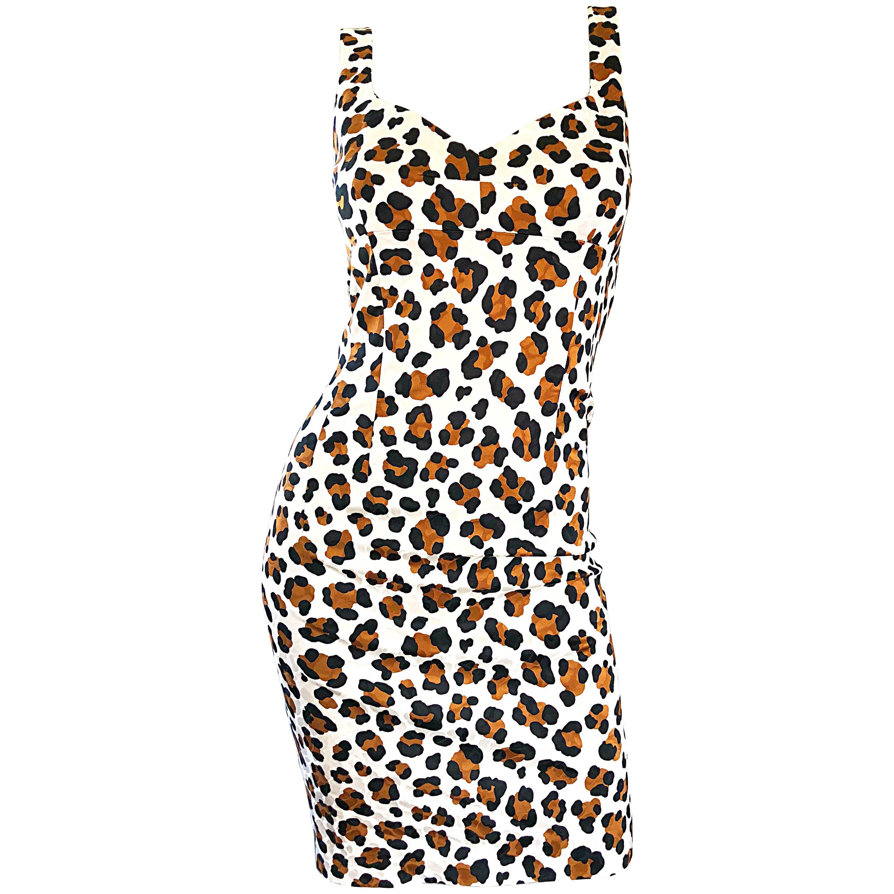 Michael Kors Collection Size 8 White Cheetah Leopard Print Early 2000s Dress