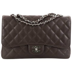 Chanel Vintage Classic Single Flap Bag Quilted Caviar Jumbo