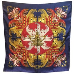 Hermes Vintage Proues Silk Scarf in Navy c1970s