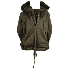 Celine By Phoebe Philo army green anorak jacket in polished cotton