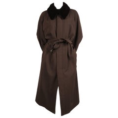 Yohji Yamamoto pour homme wool trench coat with removable mink collar, 1990s 