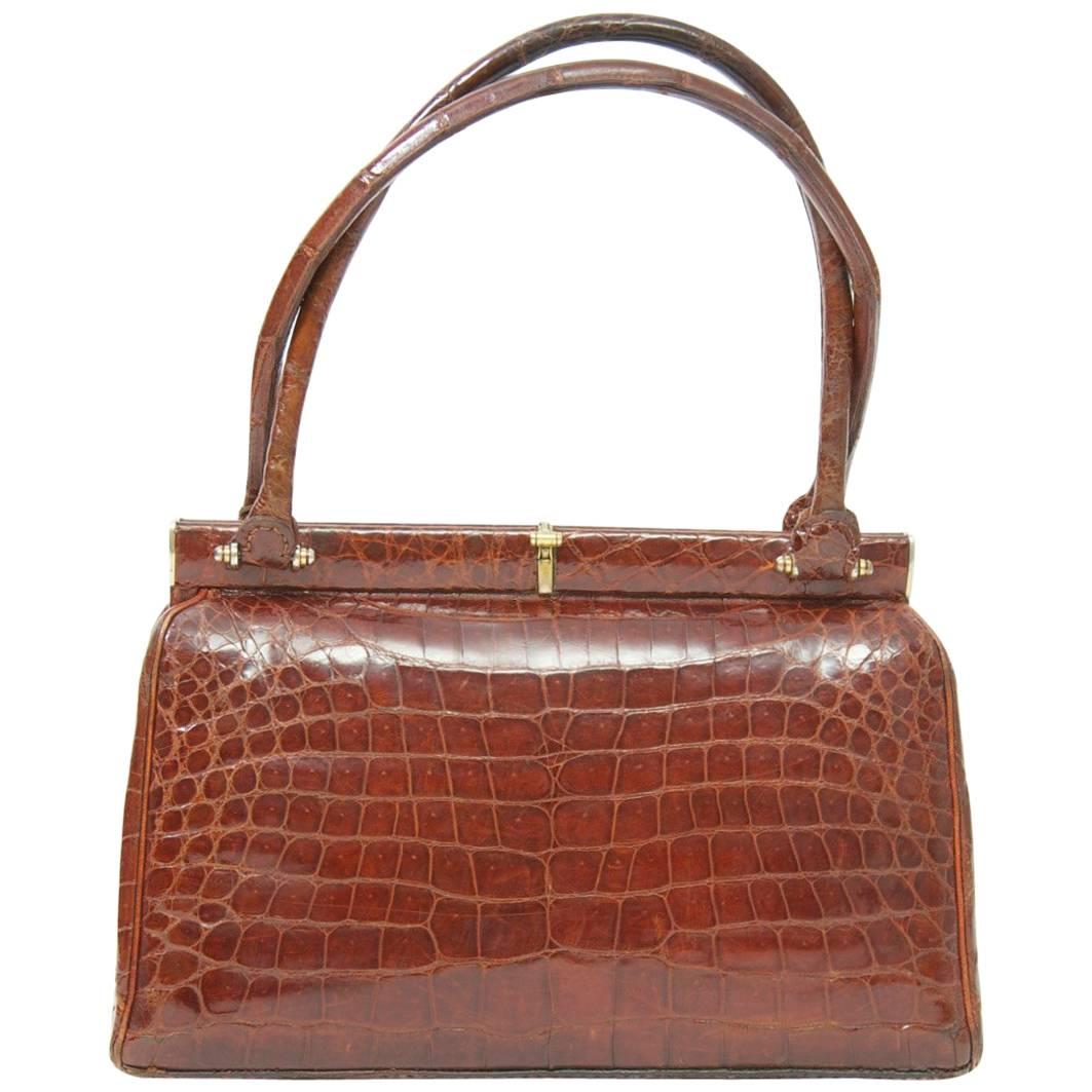 Cognac Crocodile Handbag, France
