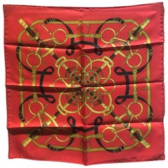 Hermes Vintage Eperon d'Or Silk Pocket Square Handkerchief