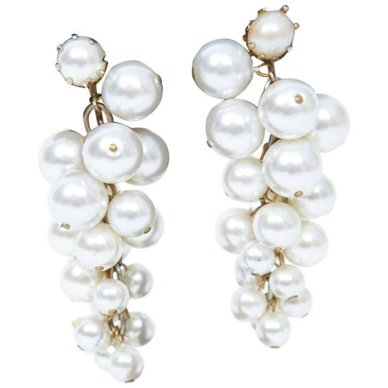 Pearl Cluster Earrings at 1stDibs