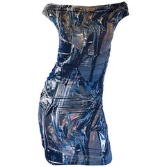Helmut Lang Gunmetal Silk Satin Ribbon Dress - Honeycomb Construction ...