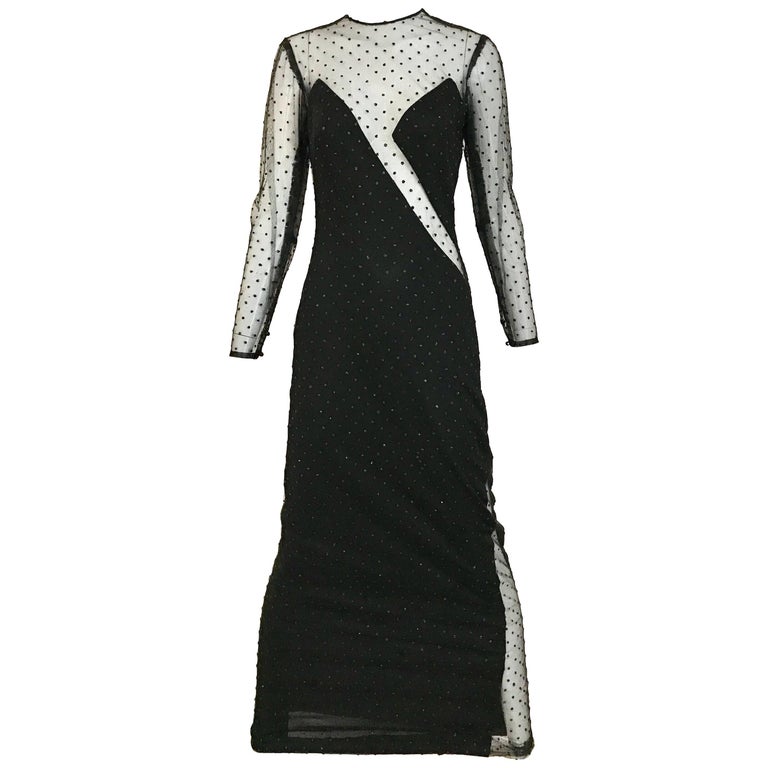 Vintage LORIS AZZARO Black Mesh Cut Out Sexy Evening Gown For Sale at 1stDibs sexy loris, sexy